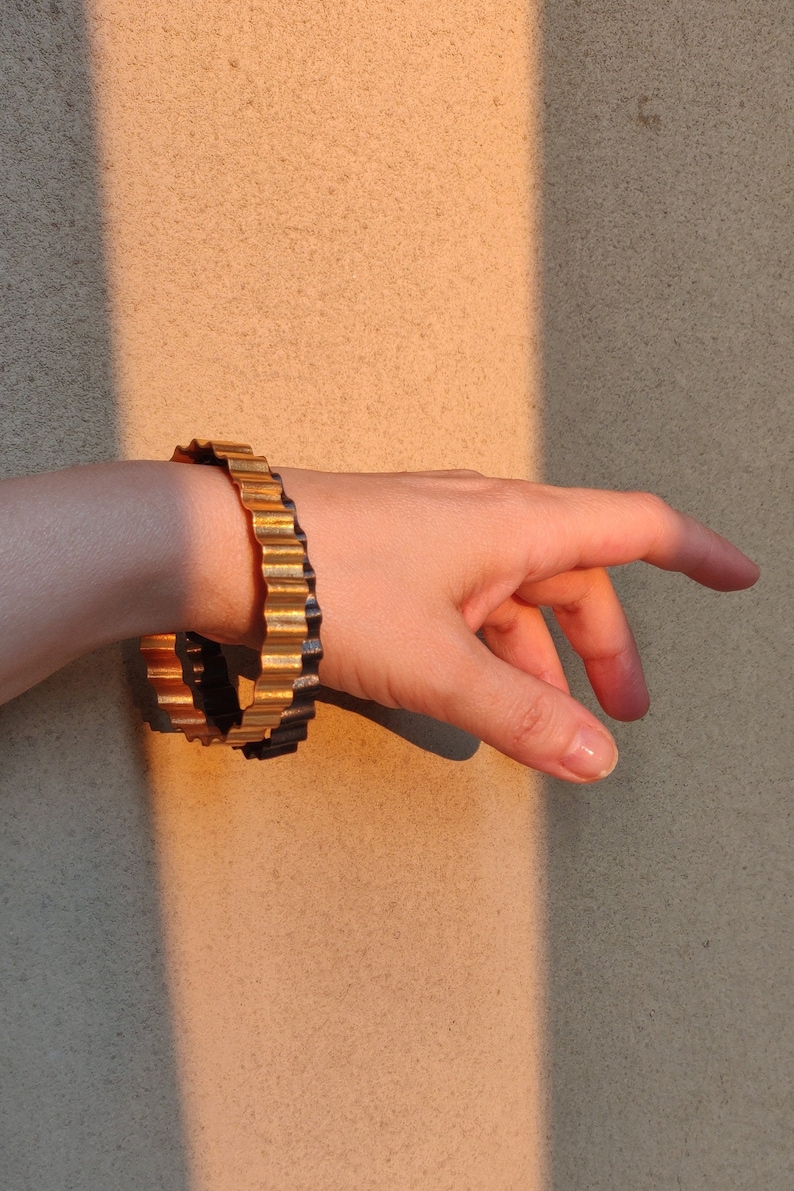 Bracelet oxidized silver, minimal cuff, ruffle design, sterling silver cuff, black bracelet , wave bracelets, boho hippie style, gothic cuff image 1