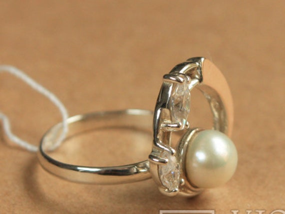 Vintage ring with pearl insert, Silver Ring, Sovi… - image 7