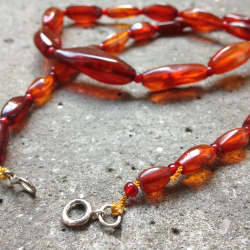 Natural shops Cognac Baltic Amber Necklace, Not Pressed Amber