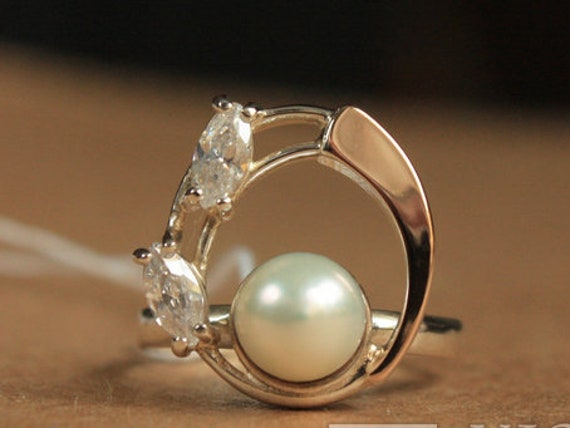 Vintage ring with pearl insert, Silver Ring, Sovi… - image 4