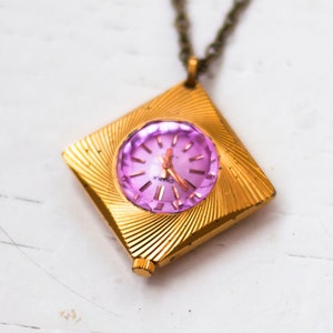 Vintage Pendant watch ,Womens watch ,Watch pendant ,Vintage Watch ,Russian watch ,purple watch glass, Mechanical watch , men&#39;s watch &quot;Chaika