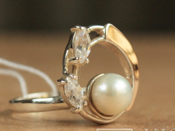 Vintage ring with pearl insert, Silver Ring, Sovi… - image 3