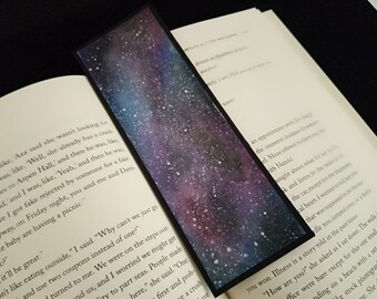 Galaxy Bookmark, Handmade Bookmark, Watercolor Bookmark, Spray Painting Effect