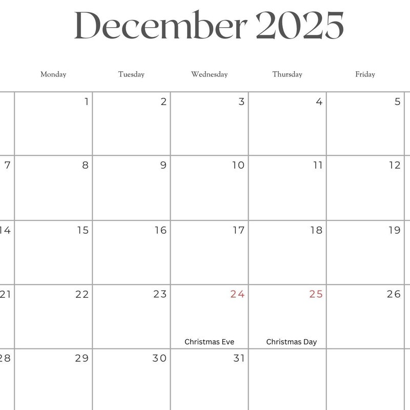 Printable 2025 Calendar Etsy