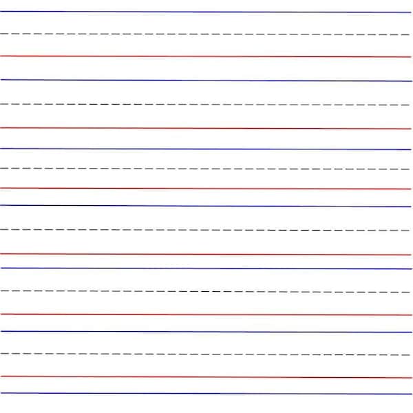primary writing paper with dotted lines 2 Printable Lined Paper Red Bottom, Blue Top, Writing Practice Worksheet Pages, Printable Digital Download