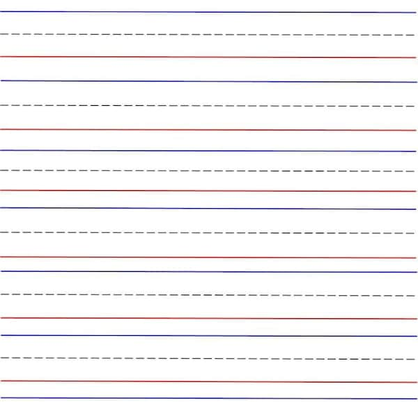 2 Printable Lined Paper Red Bottom, Blue Top, Writing Practice Worksheet Pages, Printable Digital Download