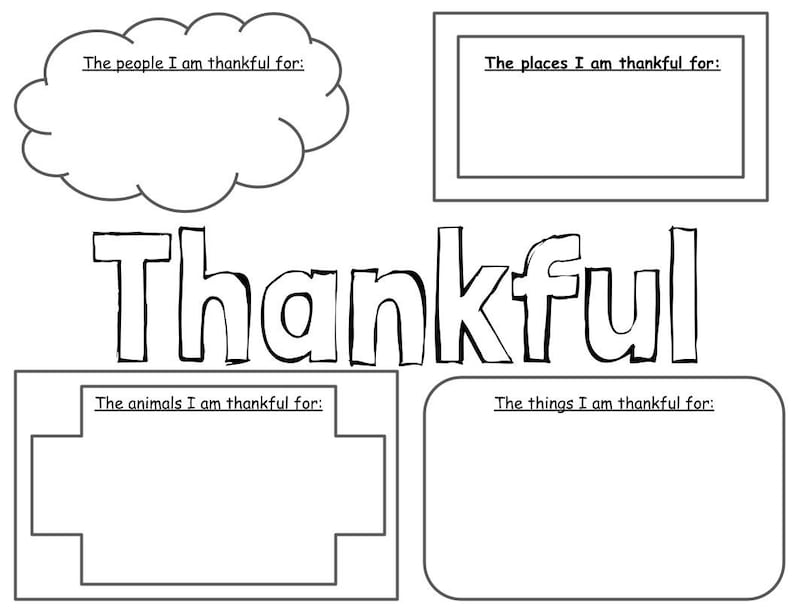Printable quot thankful quot Coloring Page Worksheet Digital Copy Etsy