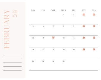 12 Month Printable Calendar With Holidays and