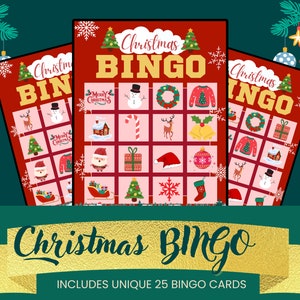 Weihnachts BINGO Spiel mit 25 BINGO Karten