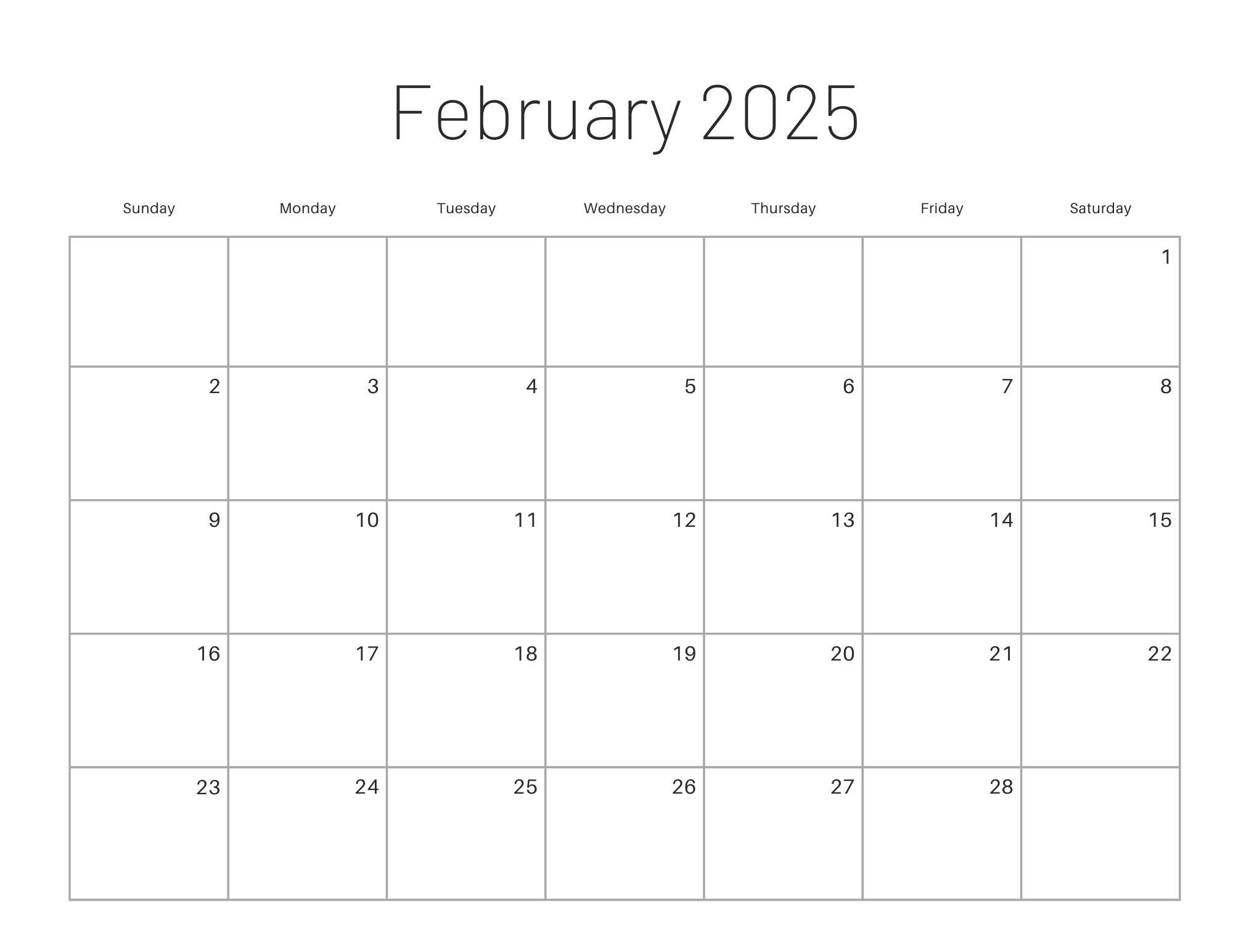 Printable 2025 12 Month Calendar Printable Digital Download, 2025