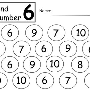 5 Find the Number Printable Number Pages 6-10 Digital Download