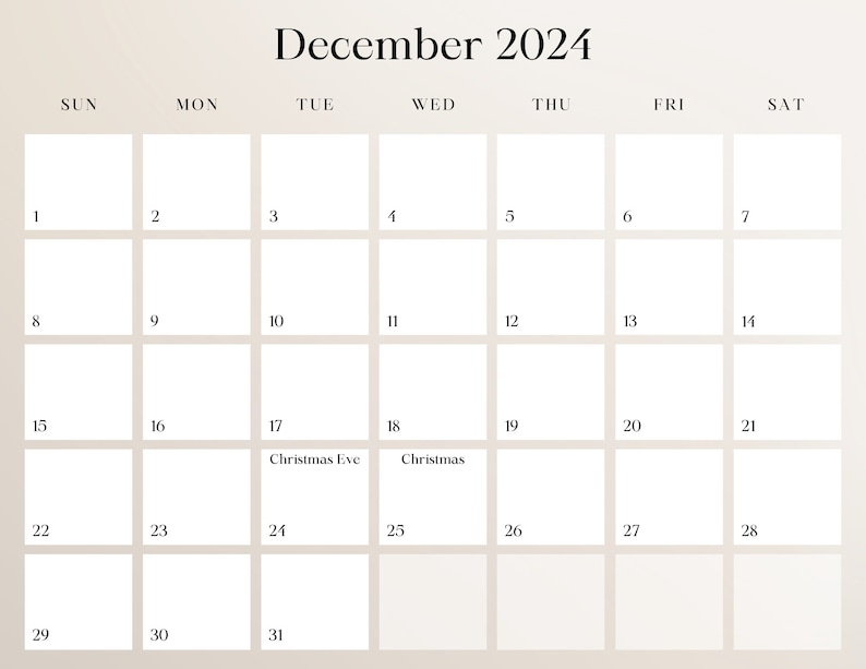 Printable 2024 12 Month Calendar With Holidays Etsy