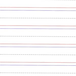 Principiante - 2 fogli di carta a righe stampabili, fondo rosso, parte superiore blu, pagine di esercizi di scrittura, download digitale stampabile