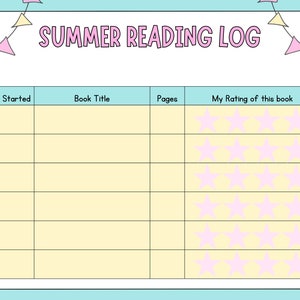 Printable Summer Reading Log With Goals and Book Rating - Etsy
