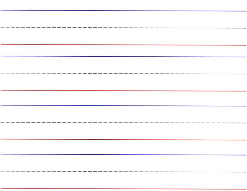 Beginner - 2 Printable Lined Paper Red Bottom, Blue Top, Writing ...