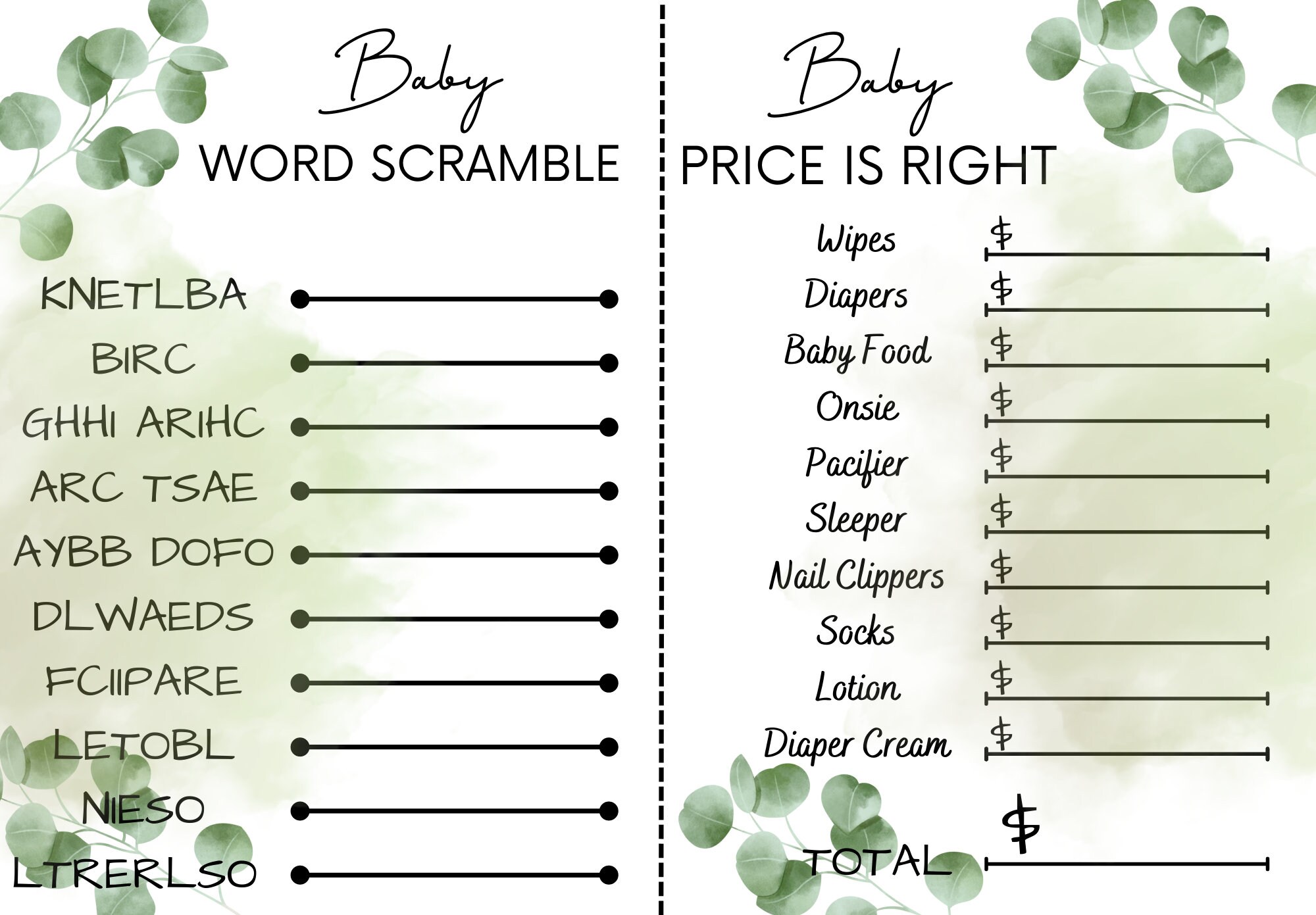 4 Printable Fun Baby Shower Games Bundle - Etsy