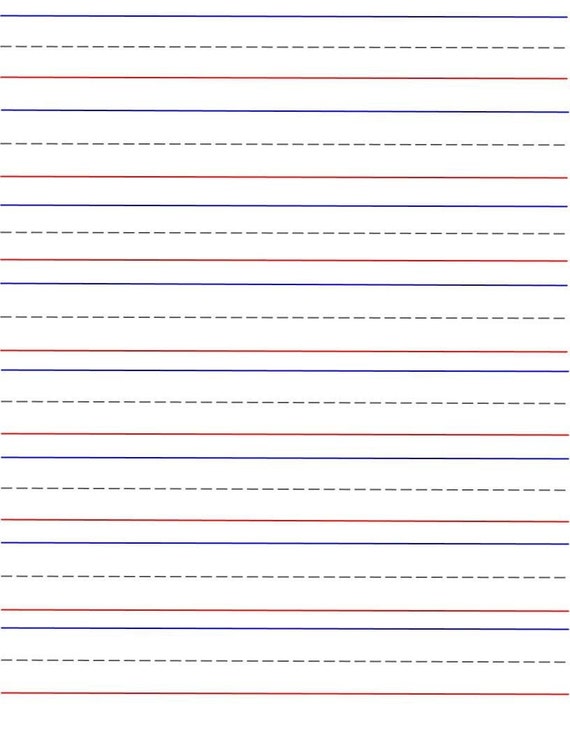 2 printable lined paper red bottom blue top writing practice etsy