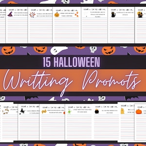Halloween Writing Prompts for Beginners with Lined Handwriting Paper
