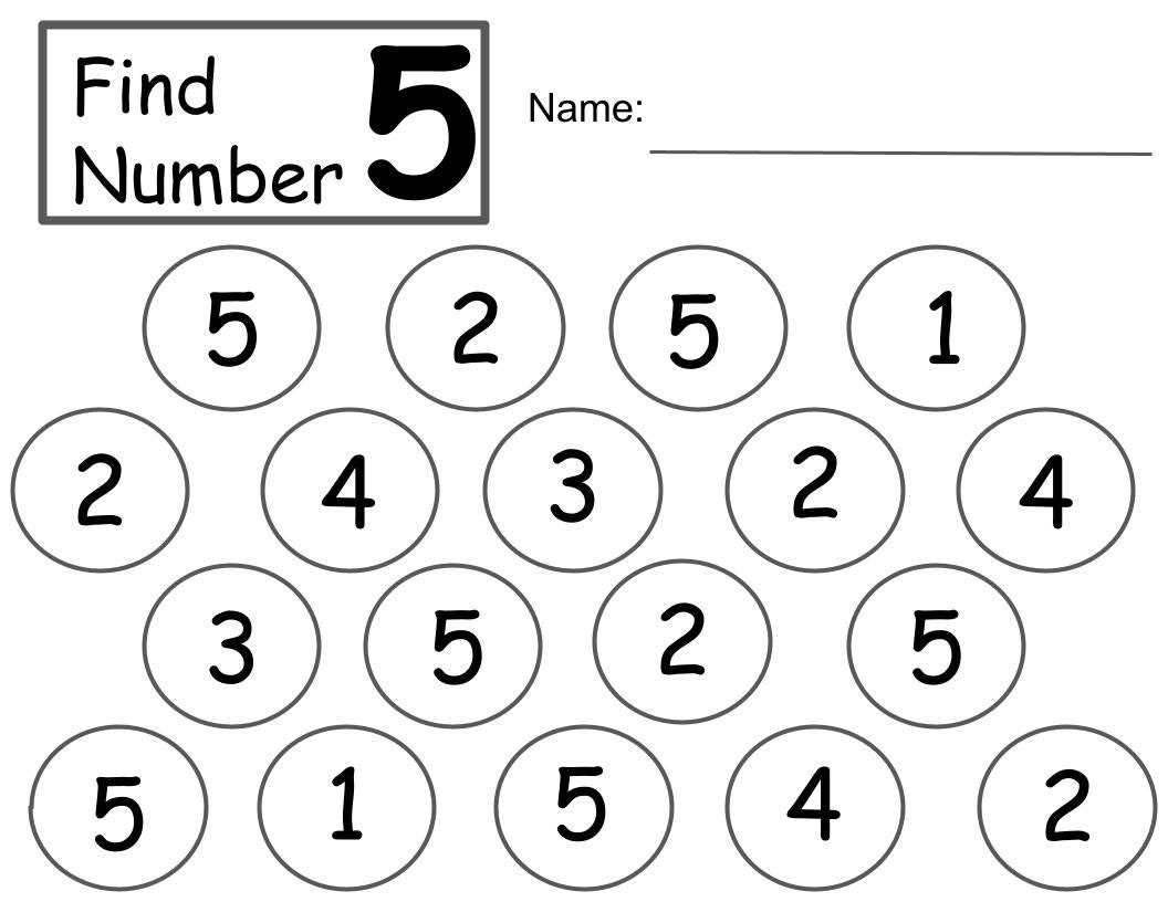 5 Find the Number Printable Number Pages 1-5 Digital Download - Etsy