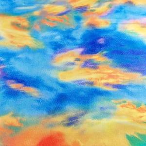 Pastel Sky Fabric, Timeless Treasures Pattern # Nature C7770, Fabric with Pastel Shades, Blue Orange Fabric