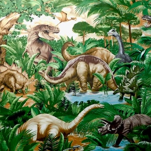 Fabric with Dinosaurs / Dinosaur Fabric / Jurassic  Fabric / Timeless Treasures Dinosaur Fabric