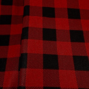 Red Black Buffalo Print Fabric, Christmas Fabric, Red Black Gingham Fabric, Buffalo Print Fabric, Red Black Checkered Fabric