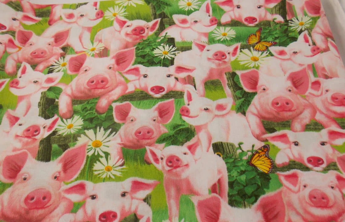 Pigs Pig Fabric Farm Fabric By the Yard Craft Fabric Quilt Etsy