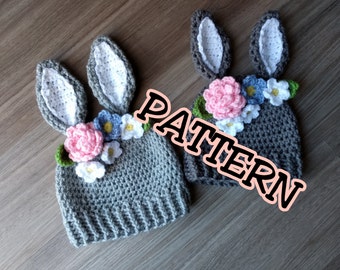 CROCHET PATTERN Pink Bunny Hat Pink Bunny Hat Easter Hat 