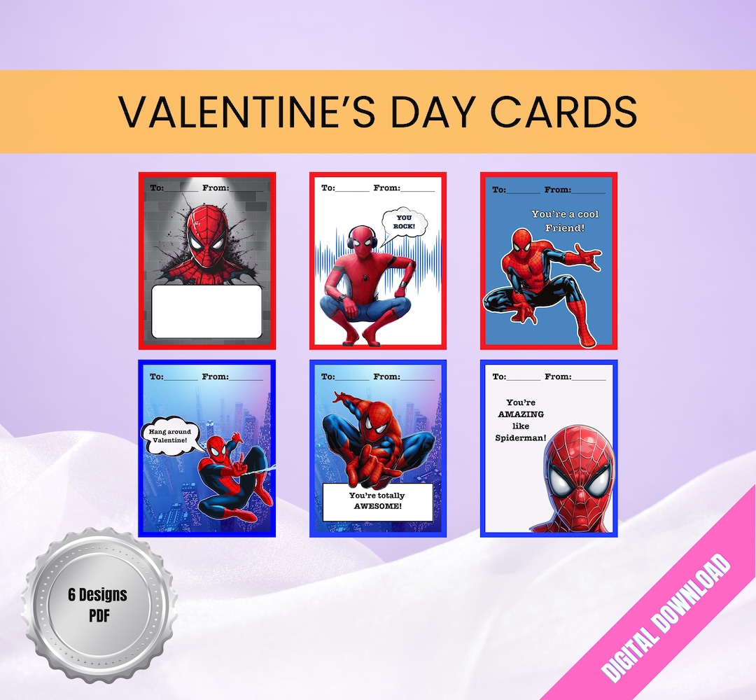 Spiderman Valentines Day Cards Printable Superhero Kids Valentines ...