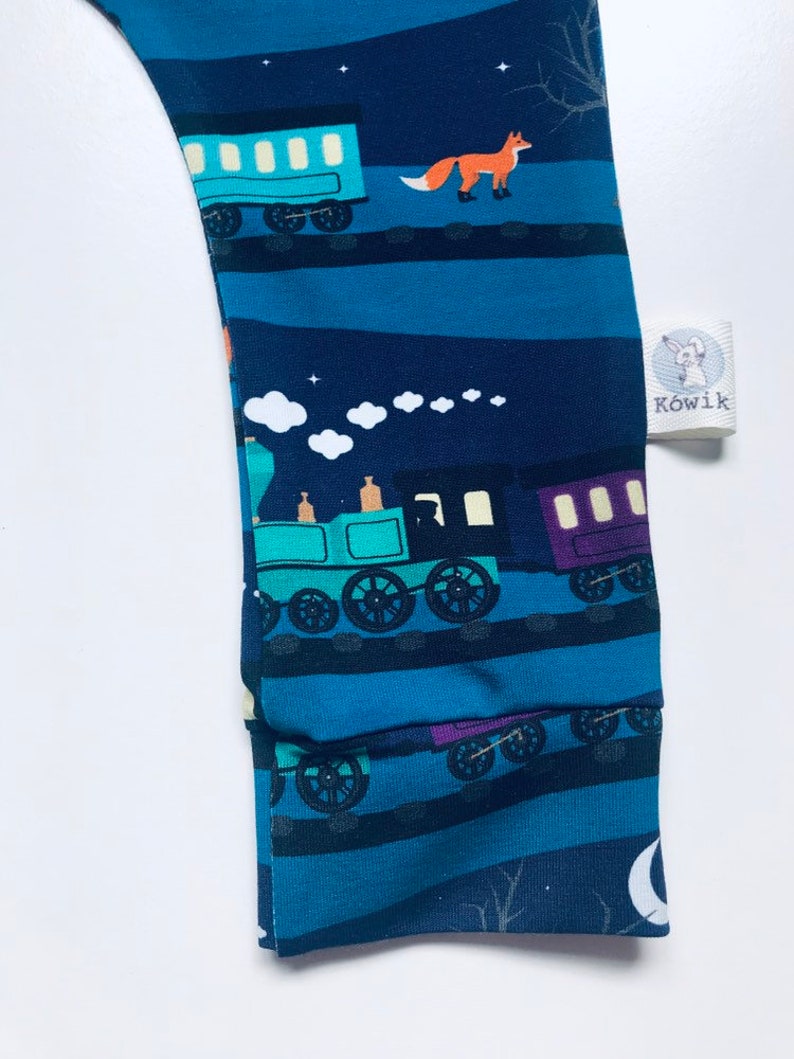 Kids Custom Clothes | Organic Baby Harem Train and Fox Leggings Baby Train Pants Train Clothes Kids Train Pants Slim Fit Pants