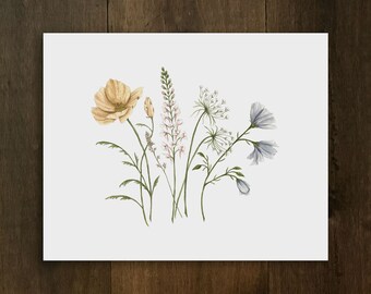Wildflower Art Print | Botanical Painting | You Belong Among the Wildflowers | Watercolor | 8x10 | Home Decor