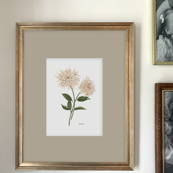 Dahlia Art Print | Botanical Painting | Floral Illustration | Watercolor | 5x7 | Home Decor