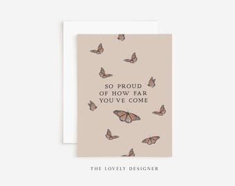 Proud of You Card: Butterfly Greeting, Encouragement for Milestones & Transformation, Hand Painted