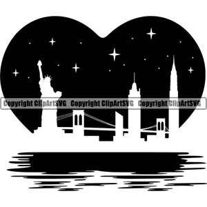 New York City hartvorm liefde gevormde gezinszorg Art Design offerte teken symbool ontwerpelement Art Logo SVG PNG Vector Cricut knippen snijden