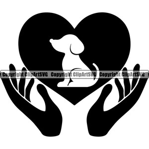 Hund Herz Liebe Pflege glückliches Gesicht Kopf Pfotenabdruck Welpe Welpe Haustier Sitter Sitzen Walker Gehen Kunst Kunstwerk Logo SVG PNG Clipart Vektor geschnitten Datei