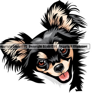 Chihuahua hondenras Happy Face Puppy dier huisdier lang kort haar kleur Artwork Papillon Yorkshire Yorkie Design Logo PNG SVG Clipart Vector