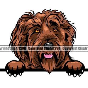 Labradoodle Dog Peeking Peek-A-Boo Breed Happy Puppy Pup Pet Purebred Pedigree Art Labrador Poodle Logo SVG PNG Clipart Vector Cut Cutting