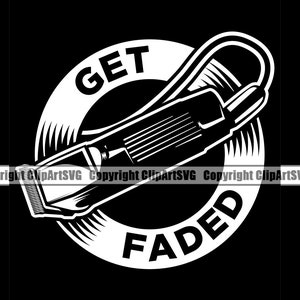 Barber Design Fade Hair Clippers Trimmers Shop Barbershop Salon Haircut Cut Hairstyle Shave Company Logo SVG PNG Clipart Vector Cut Cutting