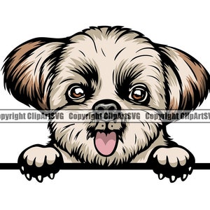 Shih Tzu Dog Breed Peeking Peek-A-Boo Puppy Pet Color Artwork Chihuahua Yorkshire Yorkie Maltese Pomeranian Art Logo PNG SVG Clipart Vector