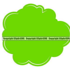 May include: A bright green cloud shape with a white outline. This cloud shape is perfect for adding a whimsical touch to your designs.