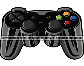 Video Game Controller Play Joystick Console Gamepad Computer Pad Gaming Wireless PC Retro Vintage Design Logo SVG PNG Clipart Vector Cut