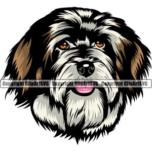 Bichon Havanais Chien Race Tête Heureux Visage Sourire Patte Chiot Chiot Pet K-9 Maltais Shih Tzu Bichon Frise Lhassa Apso Art Logo SVG PNG Clipart Coupe Coupe