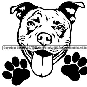 Amerikaanse Pit Bull Gluren Peek-A-Boo Hond Happy Breed Terriër Paw Puppy Huisdier Rasechte Stamboom Logo SVG PNG Clipart Vector Cricut Cut Cutting