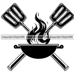 BBQ Logo #31 Grill Grilling Meat Spatula Steak Barbecue Butcher Cooking Cook Chef Food Restaurant .SVG .EPS Vector Cricut Cut Cutting File