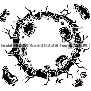 Object explodeert door gebarsten gat muur vloer pauze hit smash baksteen gebroken crack stuk advertentie ontwerpelement logo SVG PNG clipart vector knippen
