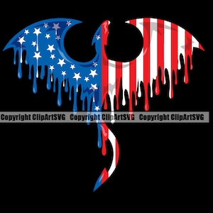 Verenigde Staten Dragon Phoenix smelten druppelen druipende vlag Amerika Amerikaanse VS ons trots land natie ontwerpelement logo SVG PNG clipart knippen