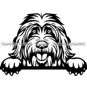 Bergamasco Shepherd Smiling Peeking Dog Head Puppy Face Canine Breed Pet Portrait Print Cartoon Drawing Art Logo Tattoo Design SVG PNG Cut