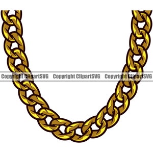 Gouden ketting link ketting sieraden glanzende bling rijke rijkdom contant geld hiphop rap rapper thug ontwerpelement logo SVG PNG clipart vector knippen