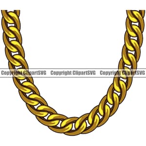 Gold Gliederkette Gliederkette Schmuck Shiny Bling Reicher Reichtum Bargeld Geld Hip Hop Rap Rapper Thug Design Element Logo SVG PNG Clipart Vektor Cut