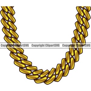 Gold Gliederkette Gliederkette Schmuck Shiny Bling Reicher Reichtum Bargeld Geld Hip Hop Rap Rapper Thug Design Element Logo SVG PNG Clipart Vektor Cut